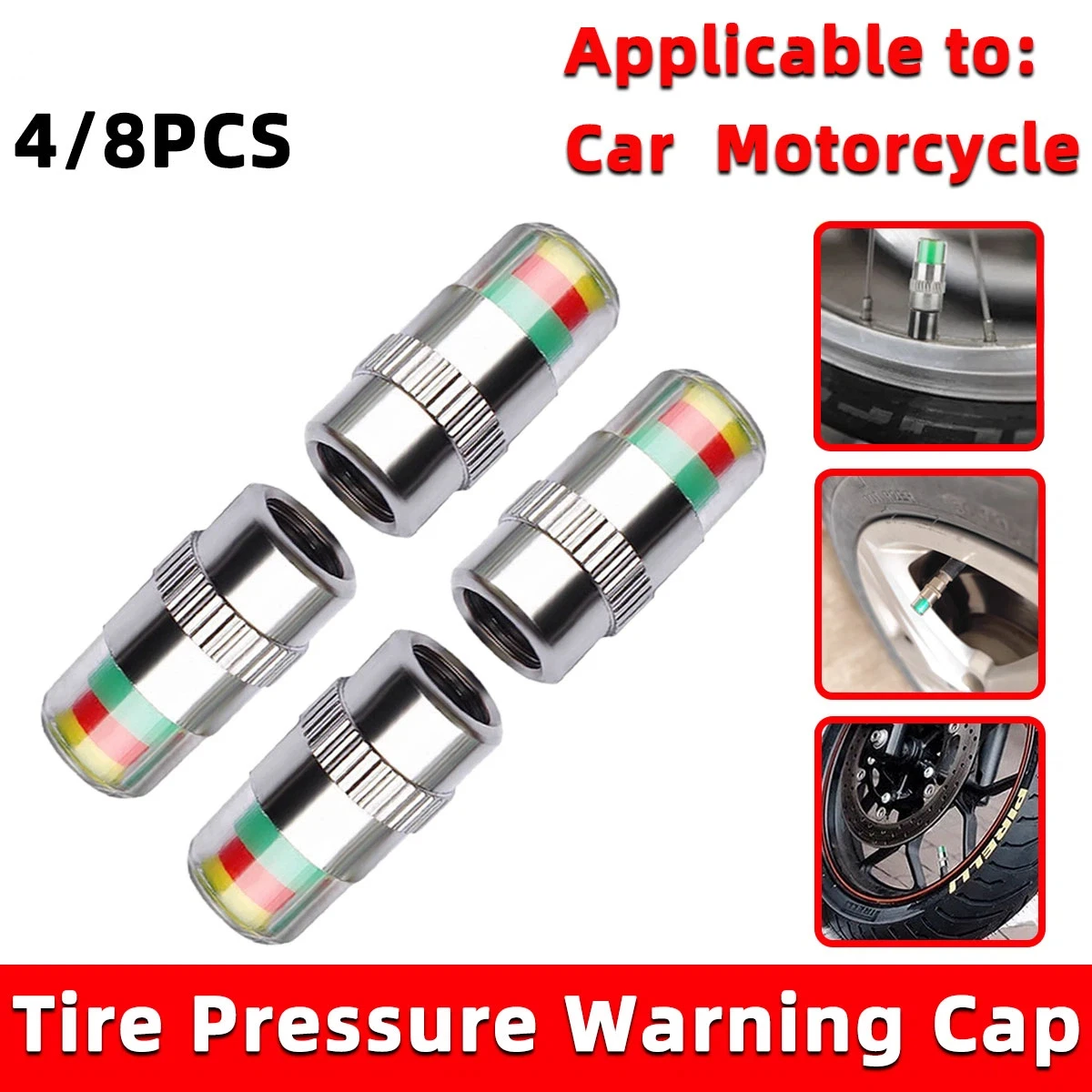 4/8PCS Car Tire Valve Caps wit - đánh giá và giá Tire Pressure Monitor